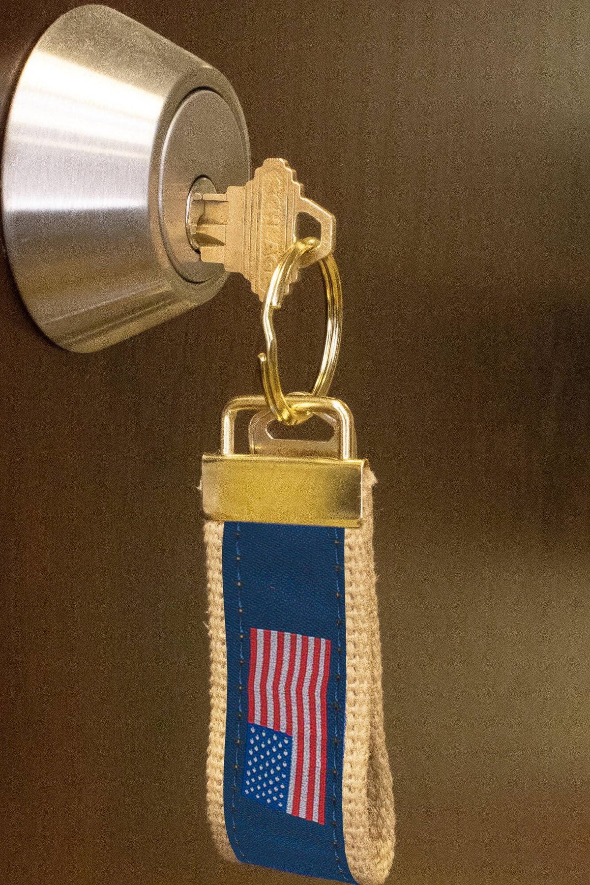 American Flag Woven Ribbon Key Chain.