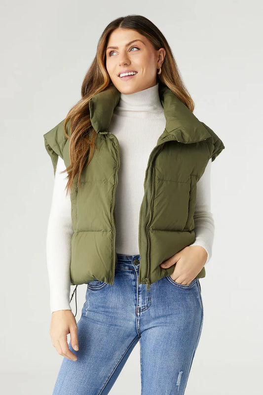 Jana Chunky Down Vest-Olive