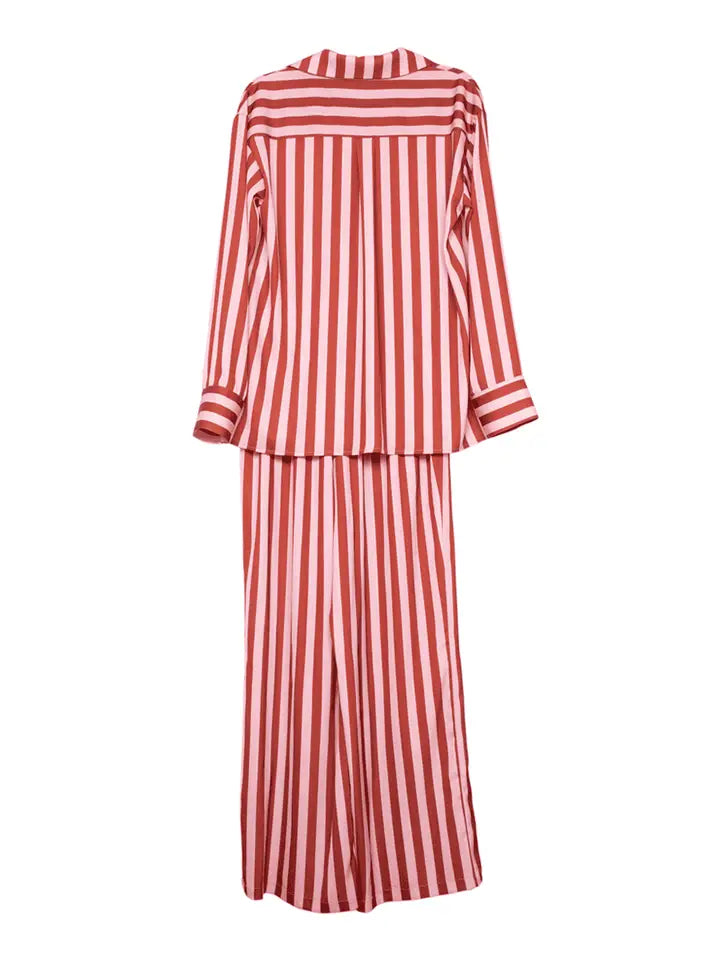 Blush Striped Satin Pajama Set