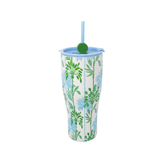 Stainless Steel Tumbler with Straw, Swayin in the Breeze