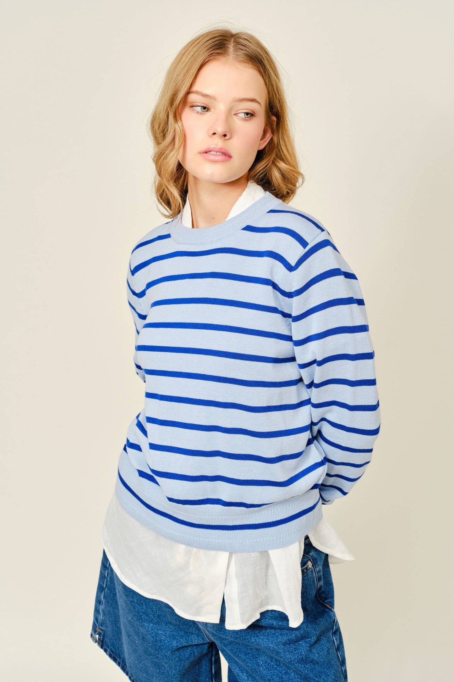 Soft Thin Striped Pullover Sweater