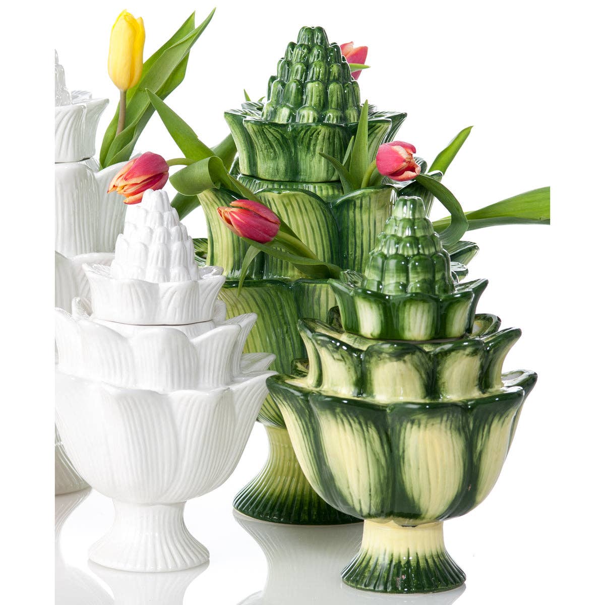 Artichoke Green Ceramic Tulipiere Small