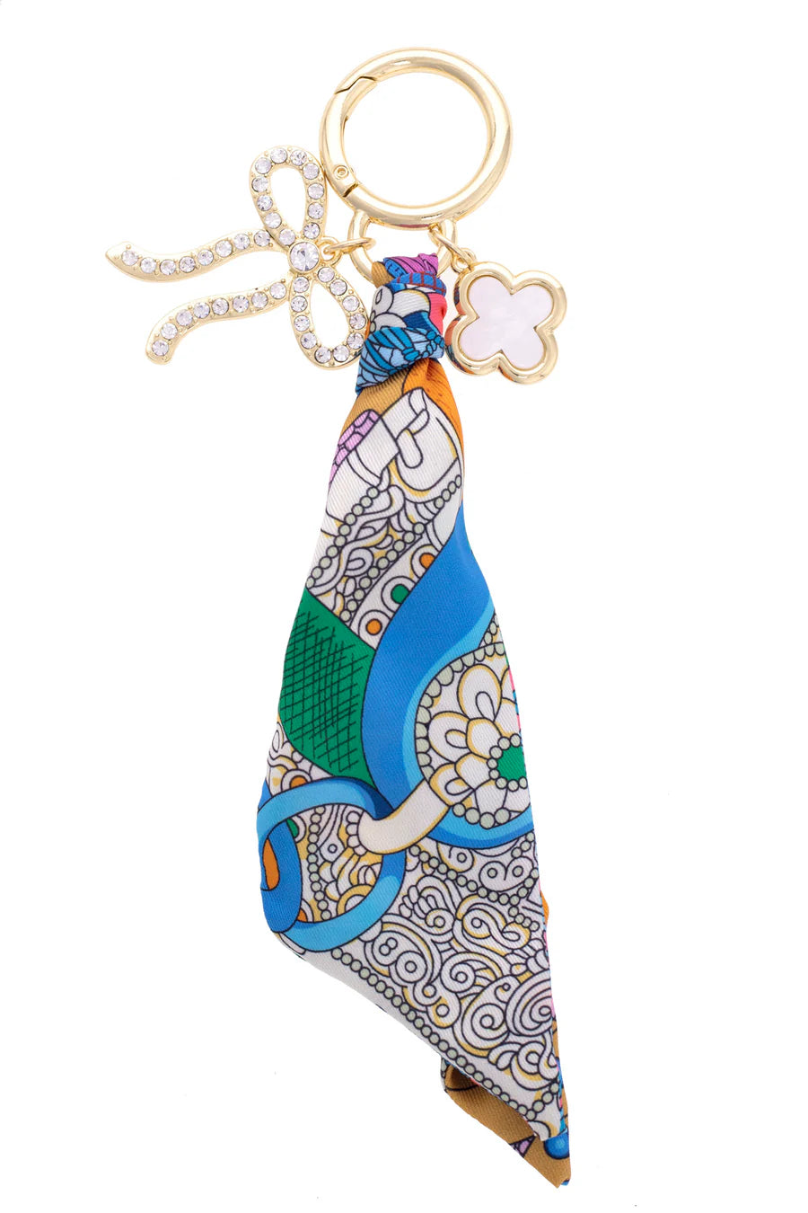 Cassie Pave Bow Scarf Bag Charm in Multi