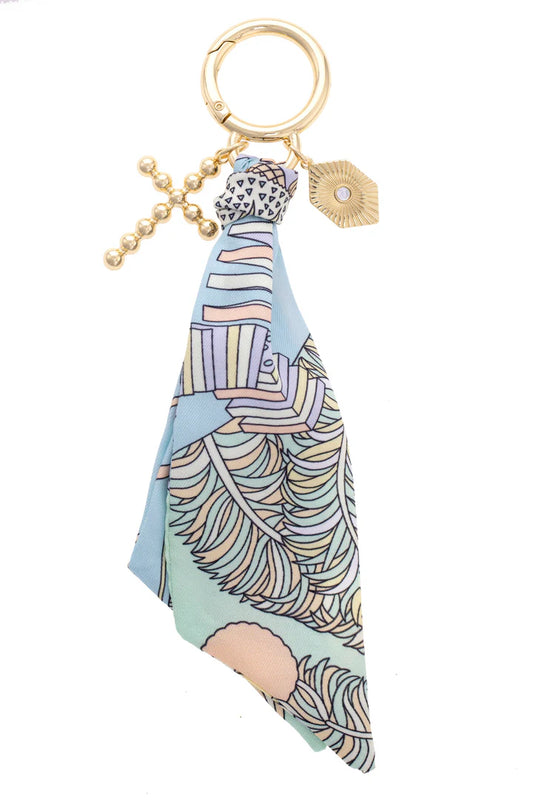 Louisa Beaded Cross Scarf Bag Charm in Pastel Multi