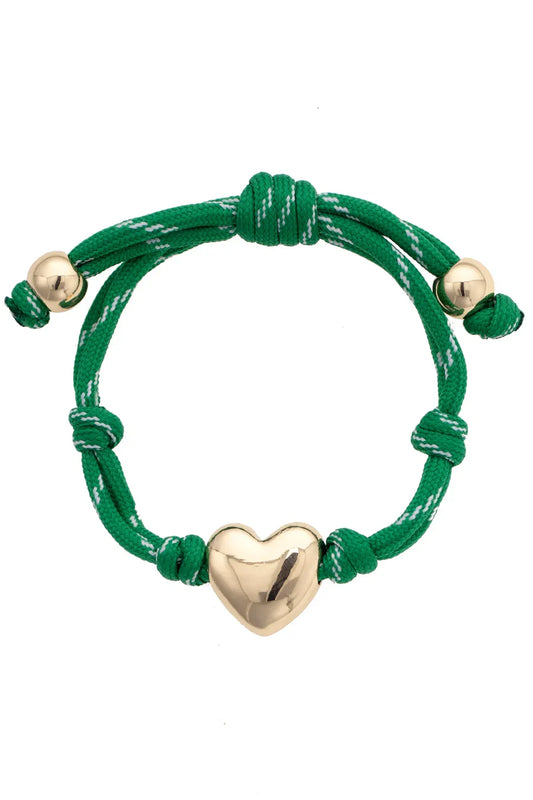 Blaine Puffy Heart Paracord Bracelet in Green