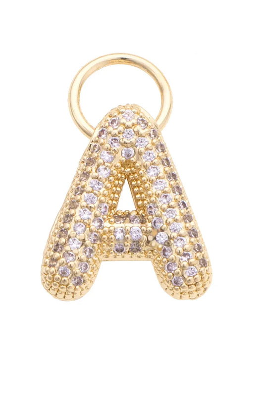 Letter Pave Initial Charm in Shiny Gold