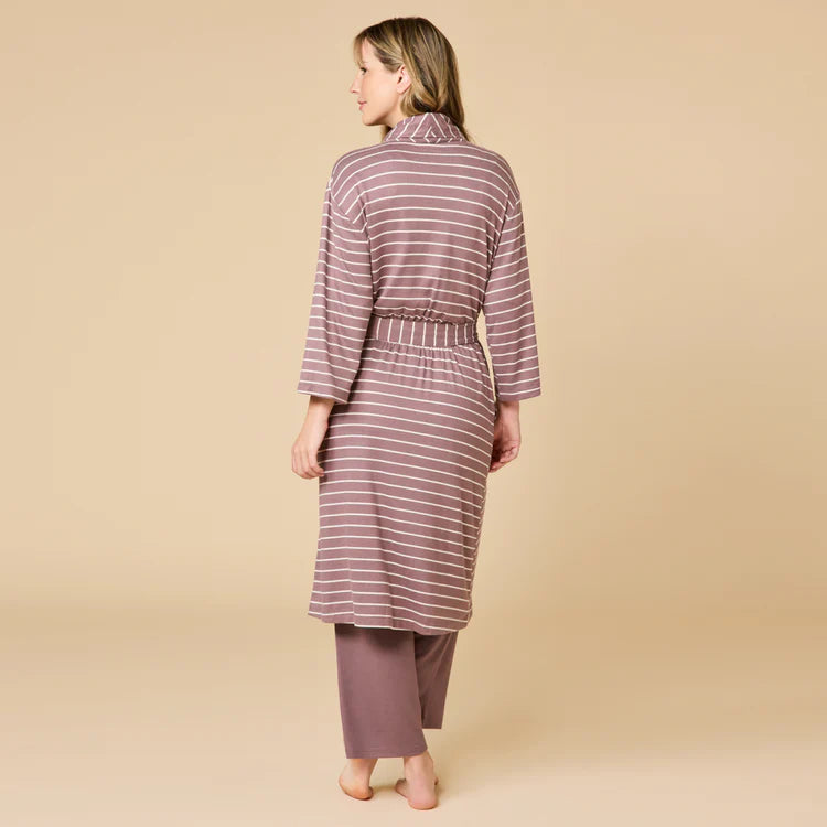 Dream Shawl Collar Robe- Driftwood Stripe