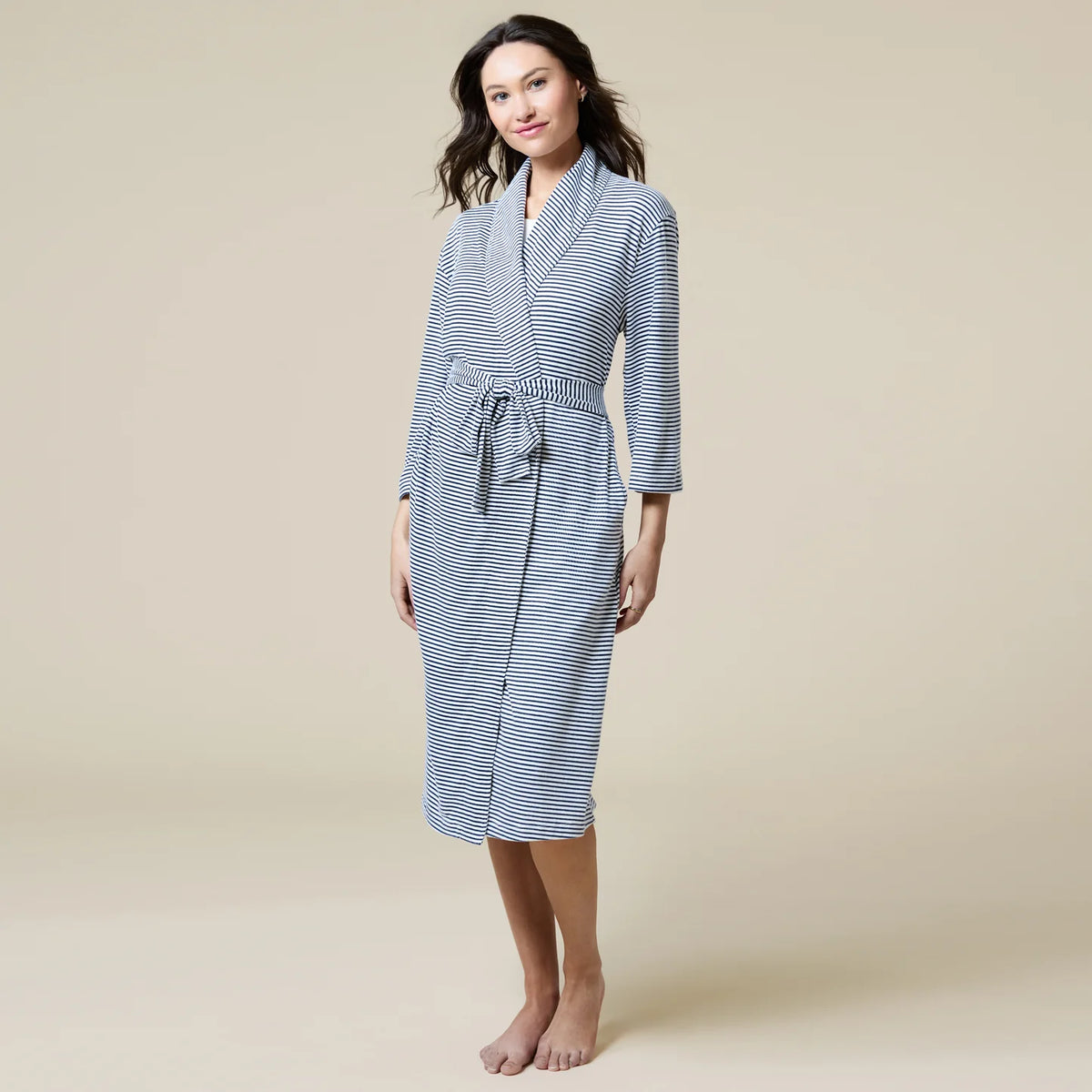Dream Shawl Collar Robe Midnight Stripe
