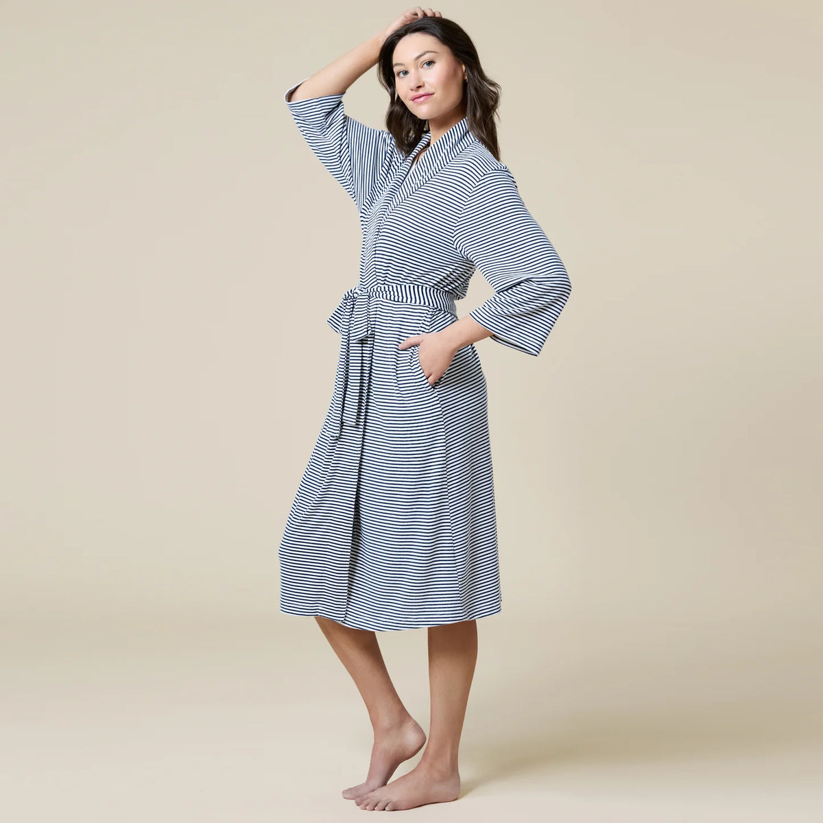 Dream Shawl Collar Robe Midnight Stripe