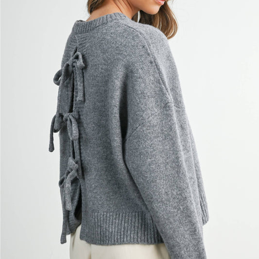 Tie-Back Sweater - Grey