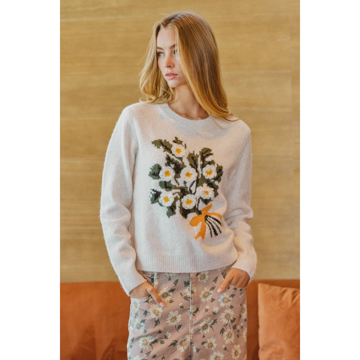 Elegance Embroidered Bouquet Sweater