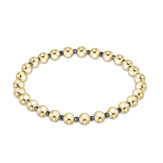 Silver Faceted Hematite Grateful Pattern 5mm Bead Bracelet