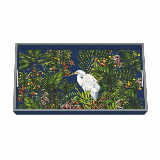 Egret Island Wood-Lacquered Tray