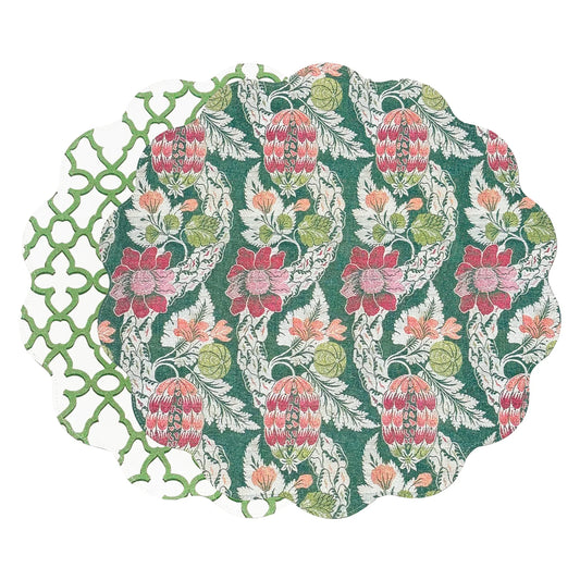 VIDA Laurent and Trellis Reversible Round Placemats Set of 4
