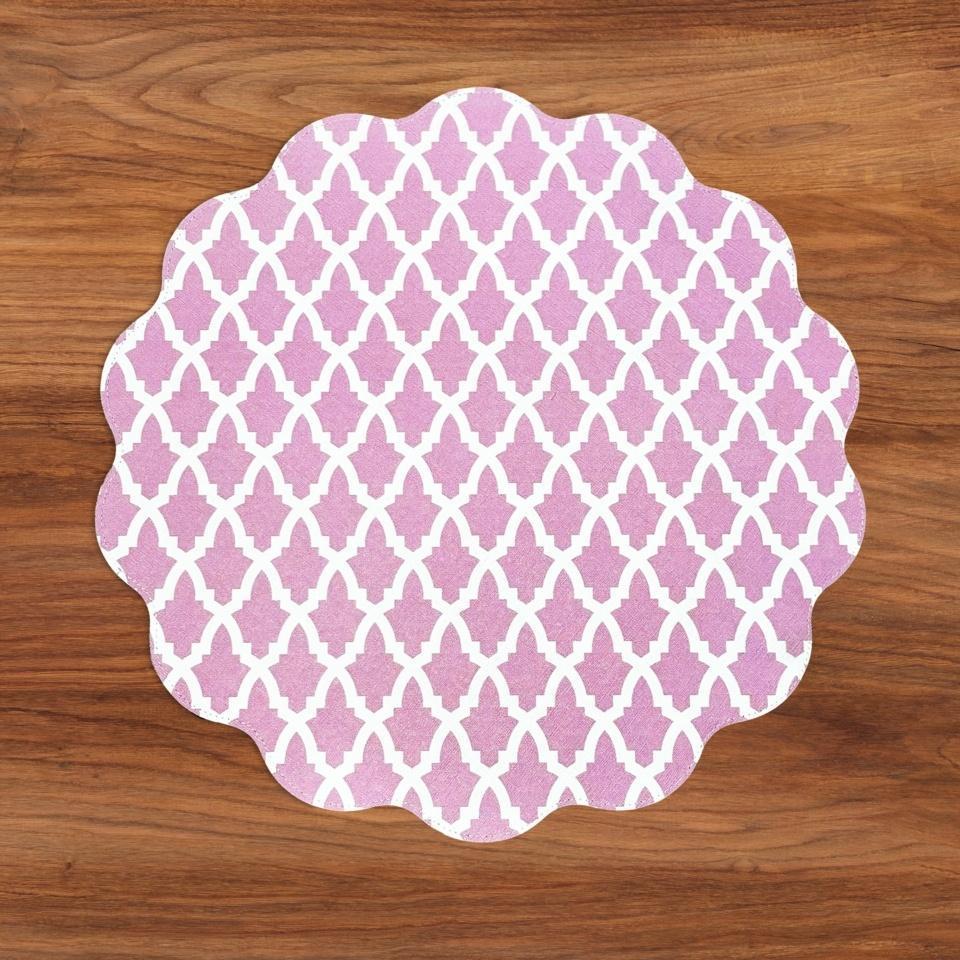 VIDA Eggplant and Pink Reversible Round Placemats Set of 4 Blue & Pink