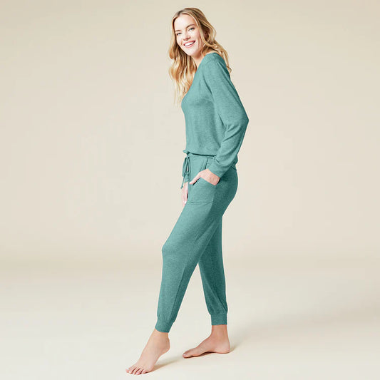 Dream Jersey Crew Neck Lounge Set-Dusty Green