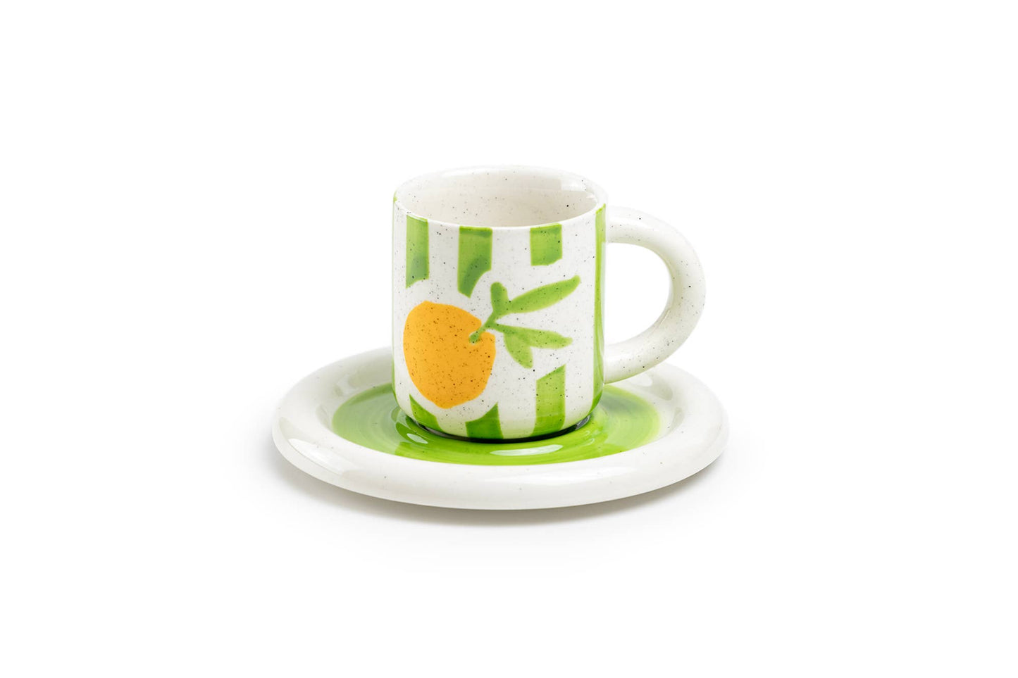 Citrus Stripe 4oz Demitasse Cup and Saucer