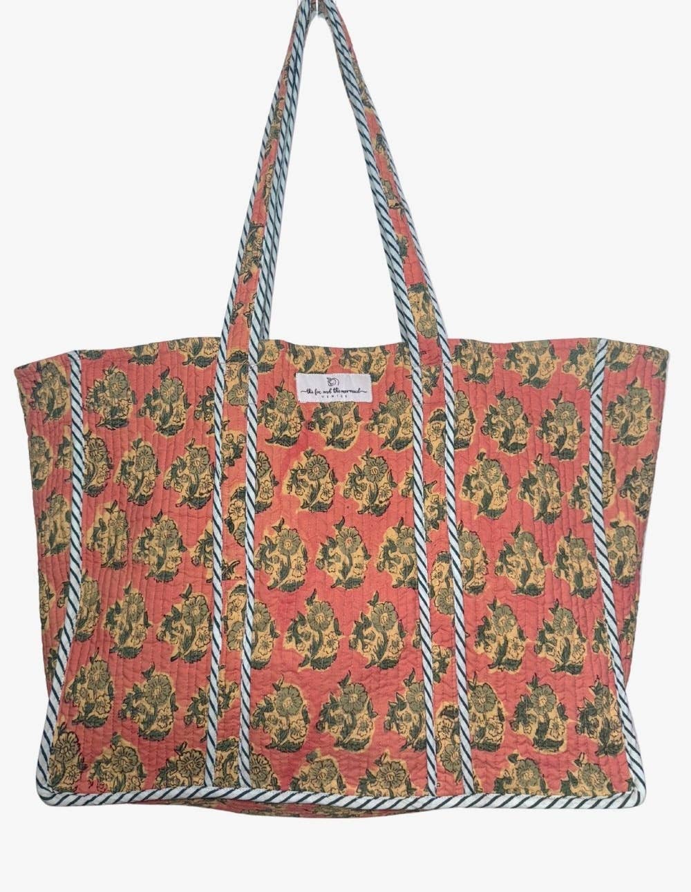 Reversible Quilted Block Printed Beach Bag