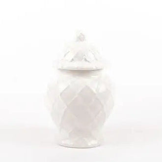 White Textured Ginger Jar - Small