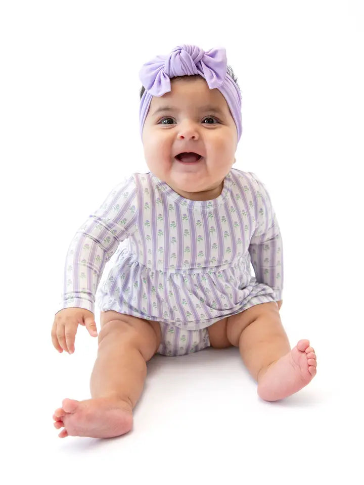 Bodysuit Dress - Lilac Ribbons