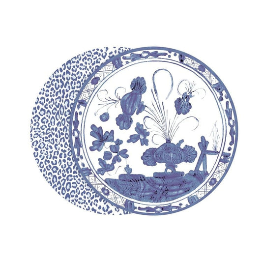 VIDA Faenza and Leopard Reversible Placemats Set of 4 (Blue and White)
