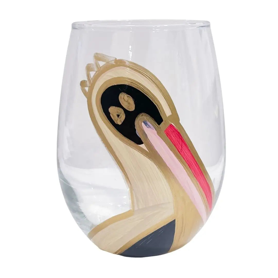 Pelican Hand Painted Wine Glass