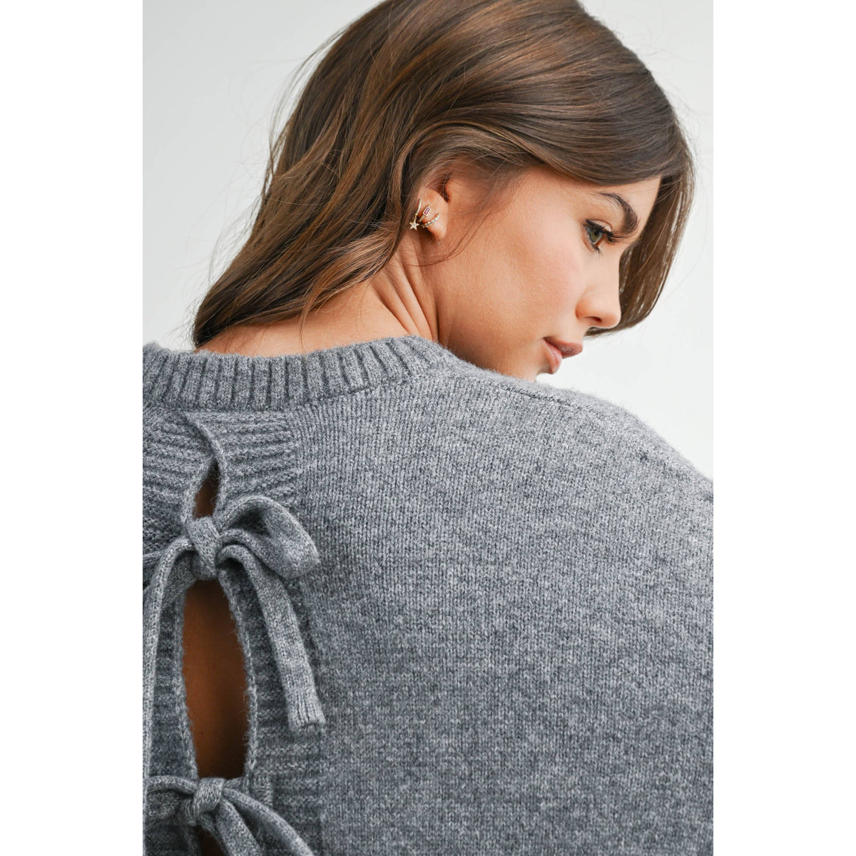 Tie-Back Sweater - Grey
