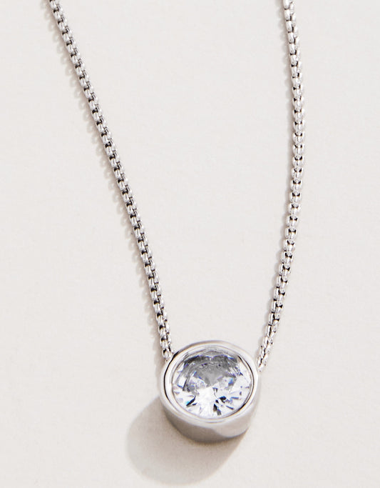 Lighthouse Necklace 18" Cubic Zirconia SILVER