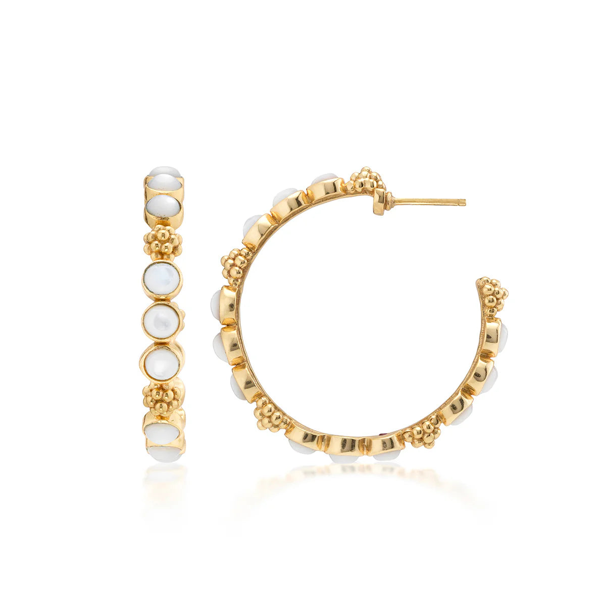 Berry Gem Medium Hoop Earrings - MOP