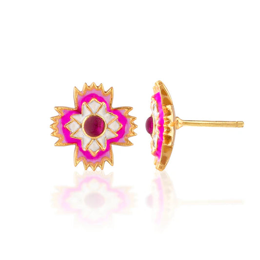 Dianthus Stud Earrings - Pink