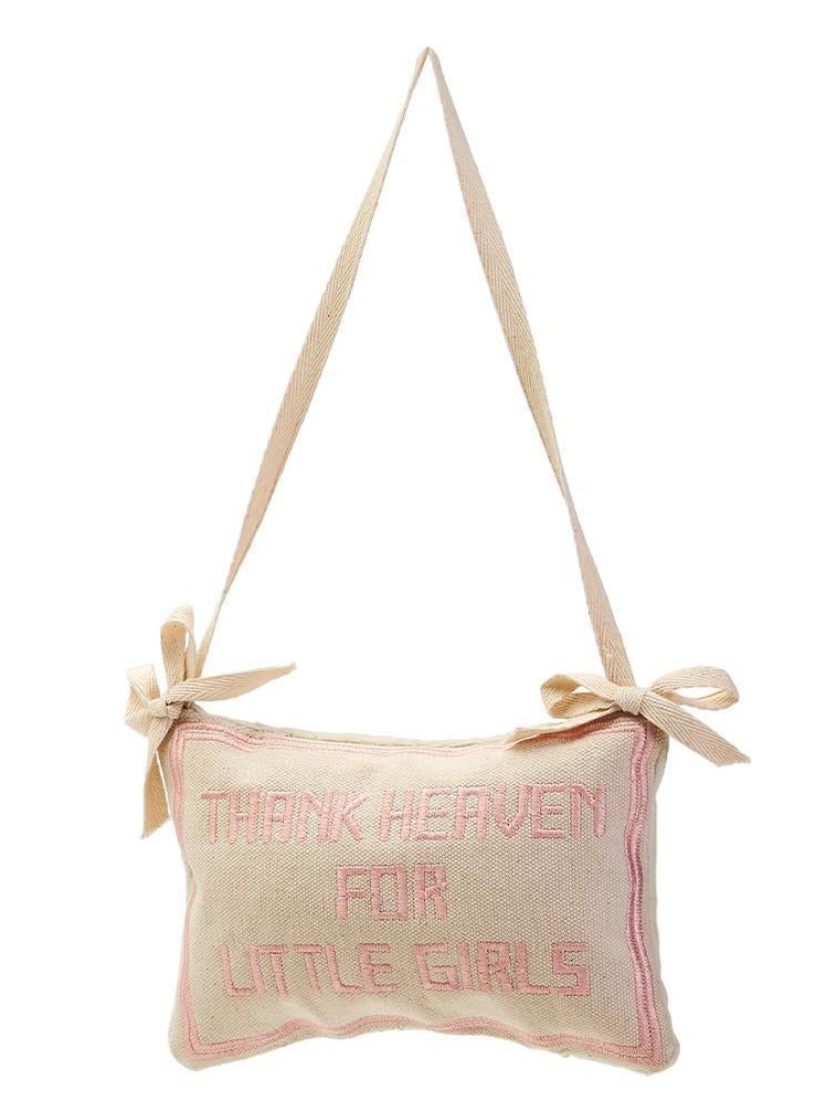 Thank Heaven For Little Girls Embroidere Pillow Door Hanger