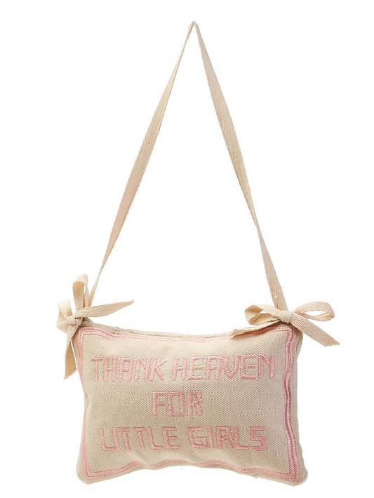 Thank Heaven For Little Girls Embroidere Pillow Door Hanger