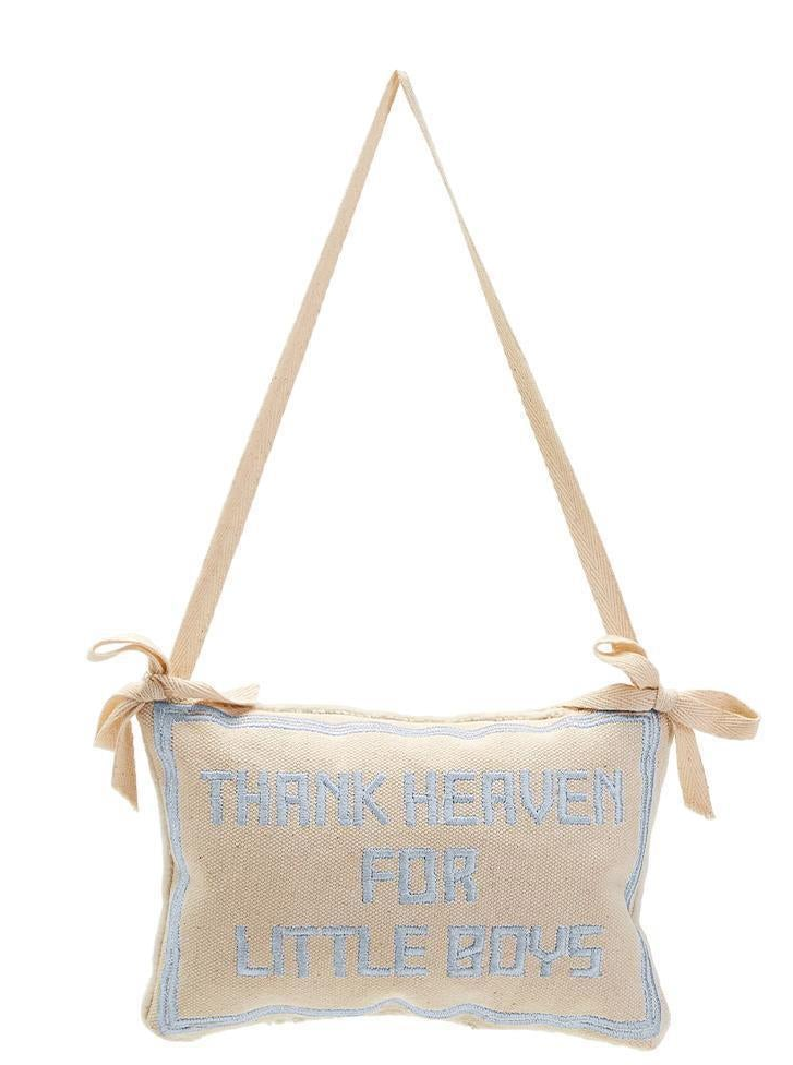 Thank Heaven For Little Boys Embroidere Pillow Door Hanger