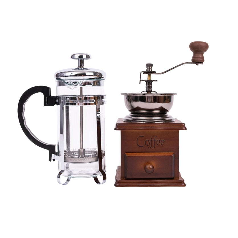 Coffee Press Gift Set | French Press & Coffee Grinder