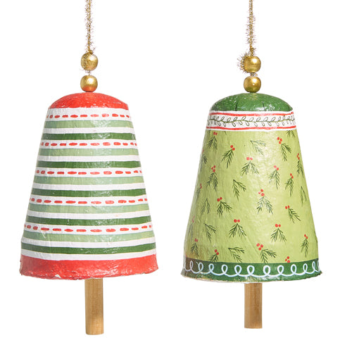 Christmas Paper Mache Bell Ornament