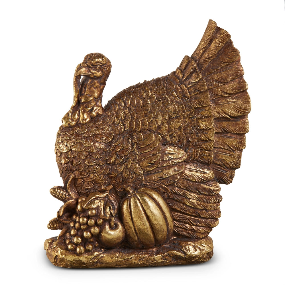 8.5" Antique Gold Turkey with Harvest