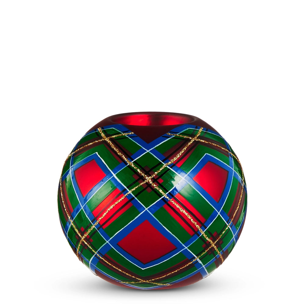 4" Tartan Plaid Ball Tealight Holder