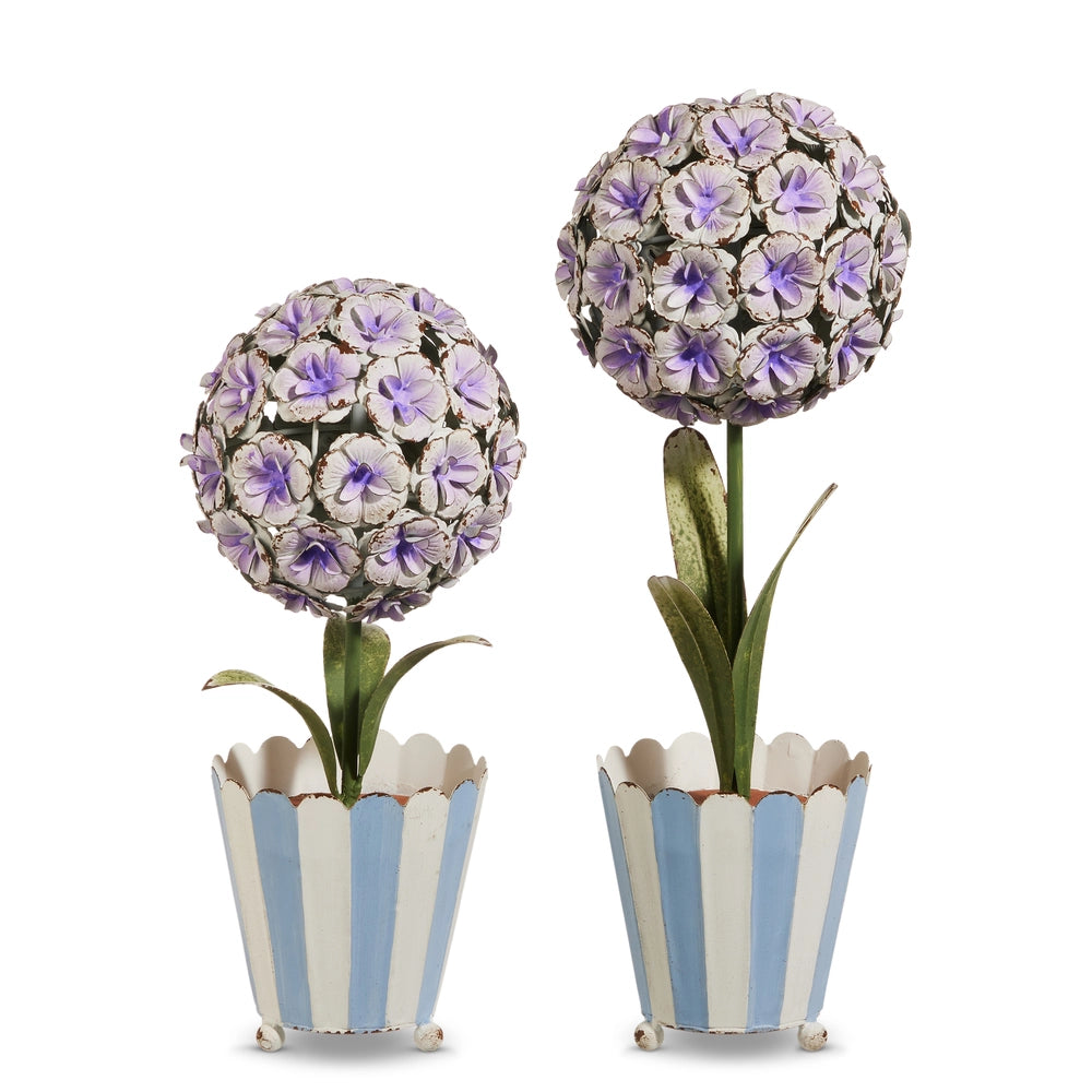 Purple Hydrangea Metal Topiaries