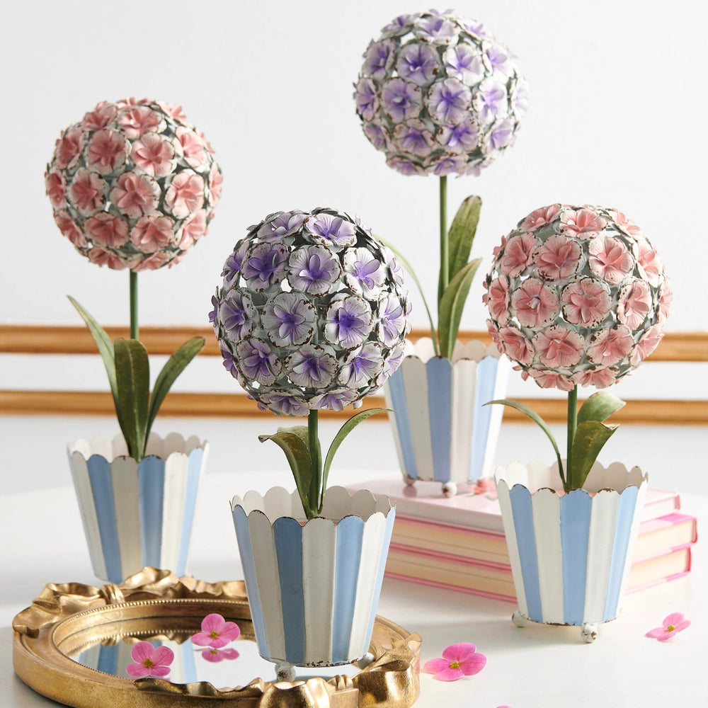 Purple Hydrangea Metal Topiaries