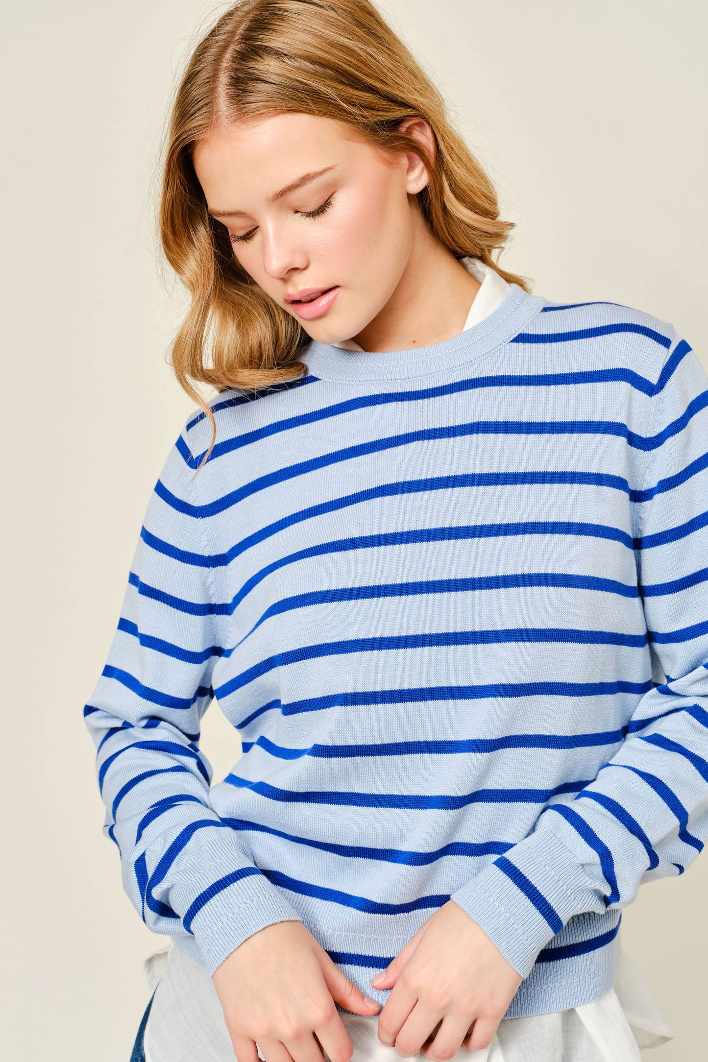 Soft Thin Striped Pullover Sweater