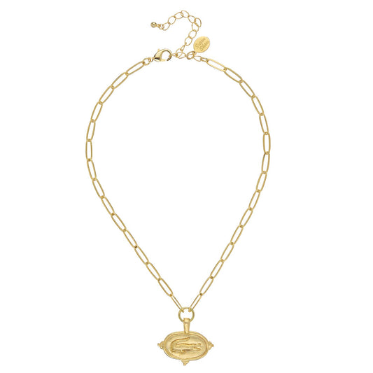 Alligator Intaglio Paperclip Necklace