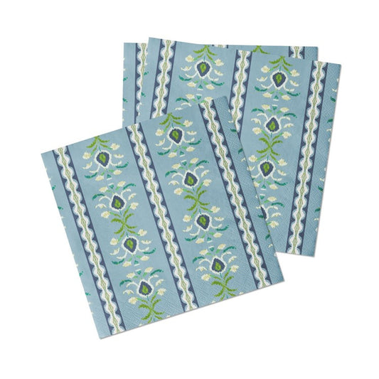 Rosemary Stripe French Blue Paper Cocktail Napkins