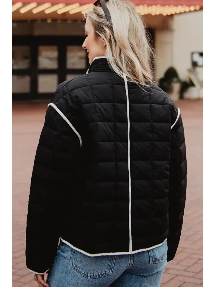 Black Quilted Trim Jacket Women's