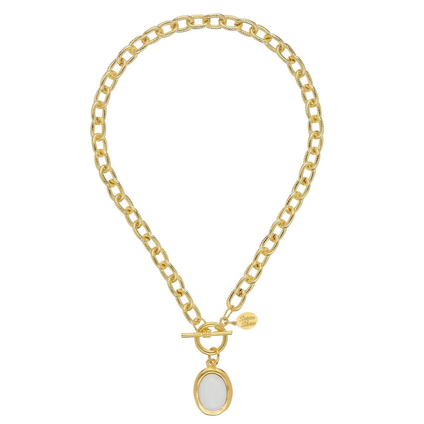 Mother of Pearl Cabochon Toggle Necklace