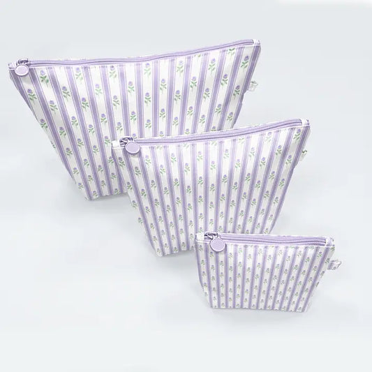 Lilac Ribbons Easy Clean Wipeable Pouch