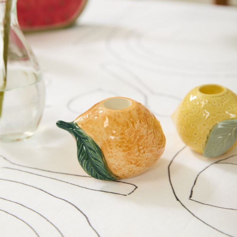 Fresh Fruit Candle Holder Orange
