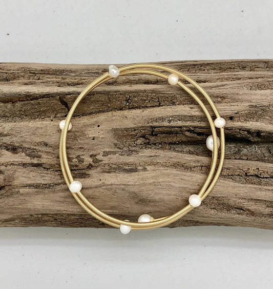 Bracelet Wrap Freshwater Pearl 14Kt.Gold Plated Wire Wrap