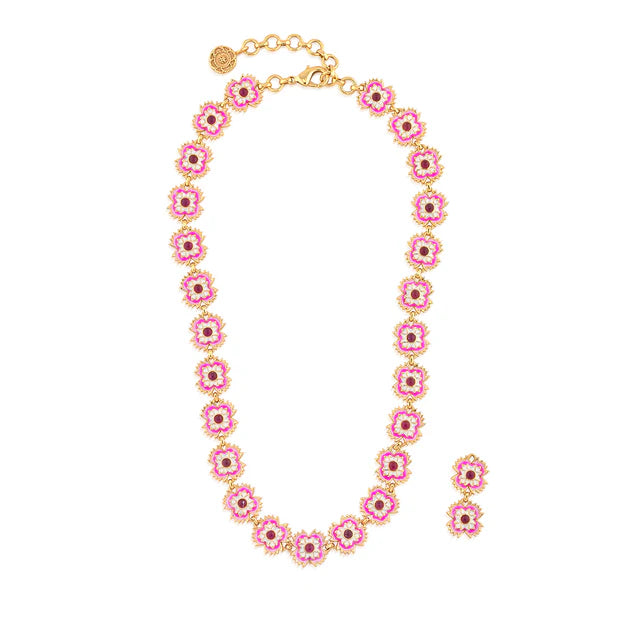 Dianthus Convertible Necklace, 16"+2" - Pink