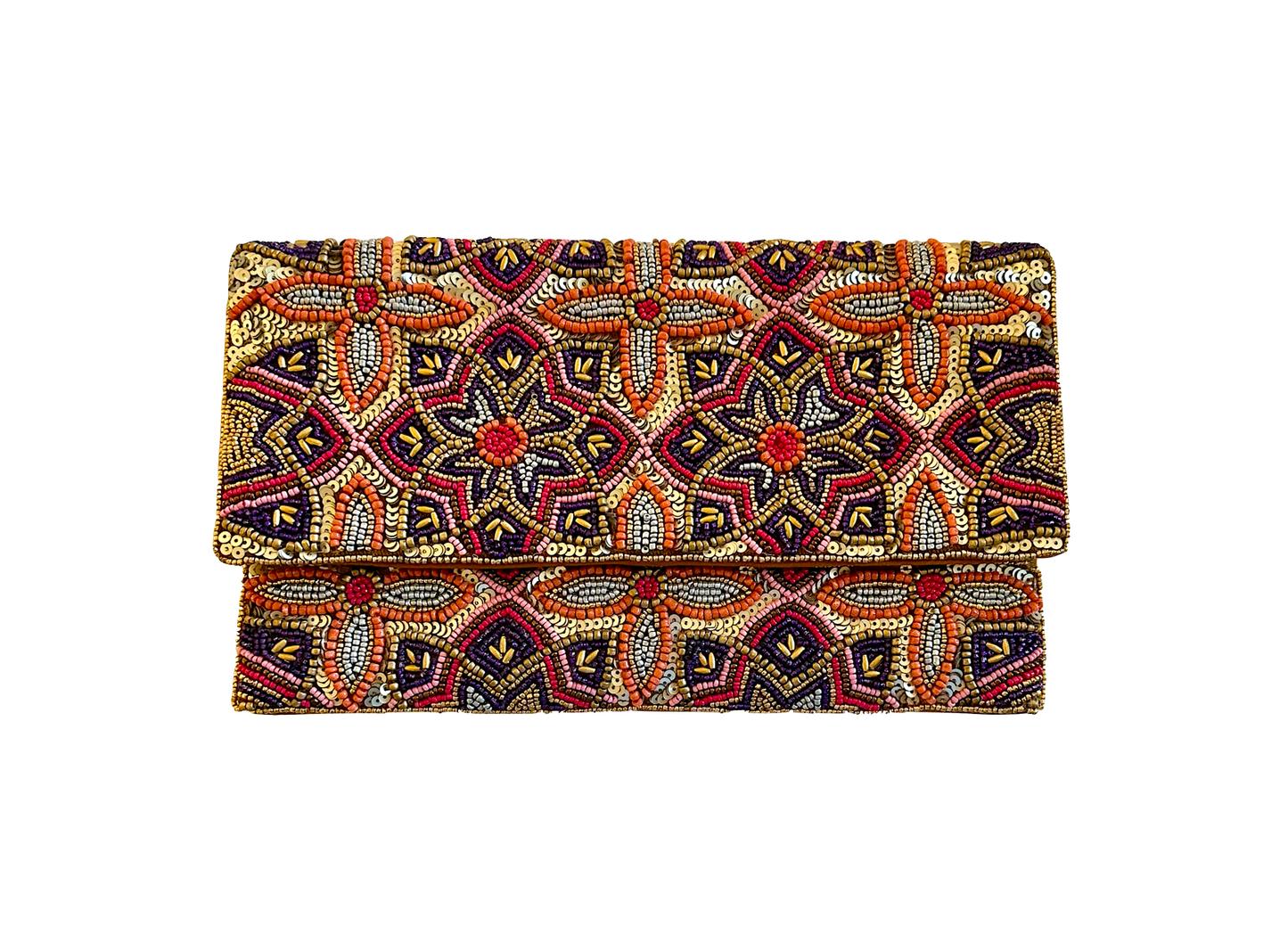 Beaded Floral Clutch Crossbody Bag