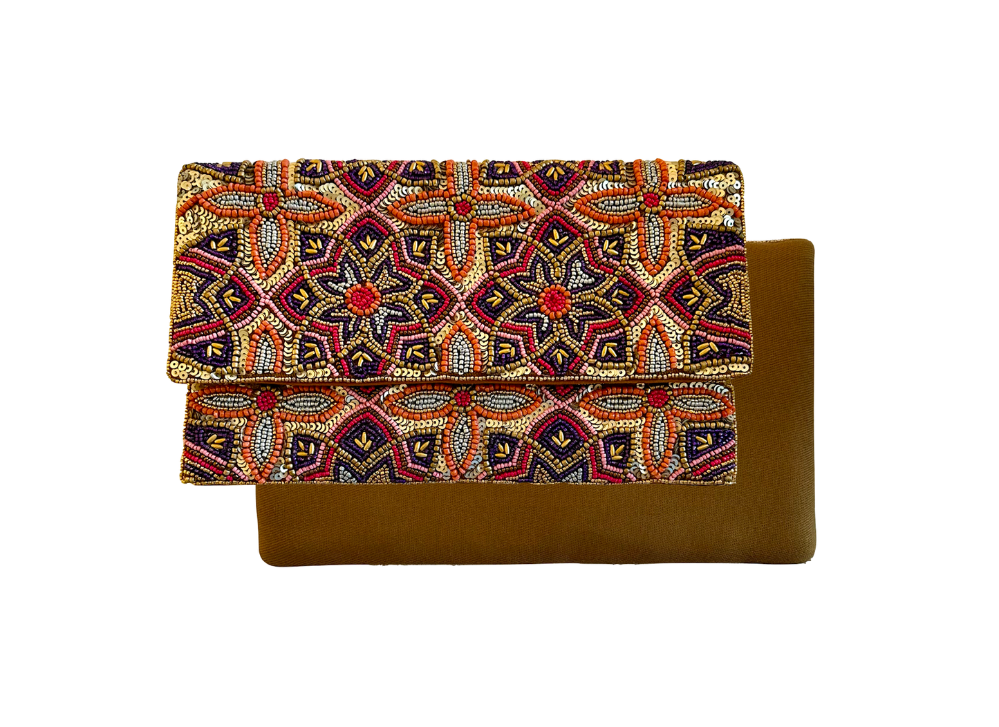 Beaded Floral Clutch Crossbody Bag